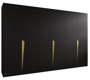 Szafa uchylna otwierana Piano 1 300 (3x100) wys. 202 cm czarny + u. zÅoty