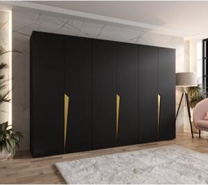 Szafa uchylna otwierana Piano 1 300 (3x100) wys. 202 cm czarny + u. zÅoty