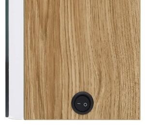 Szafka łazienkowa z lustrem i LED, biel i dąb, 80x12x68 cm