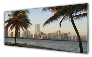 Obraz Szklany Palmy Tropiki Miasto Morze