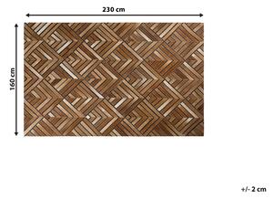 Dywan brązowy z naturalnej skóry patchwork łaciaty z włosiem 160 x 230 cm Tekir Beliani