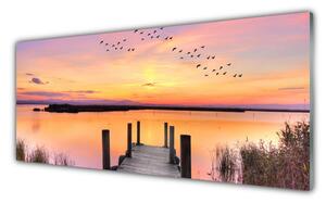Obraz Szklany Molo Zachód Słońca Jezioro
