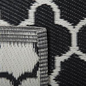 Dywan zewnętrzny czarny polipropylenowy wzór marokański 90 x 180 cm Surat Beliani