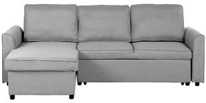 Prawostronna sofa narożna z tkaniny szara poduchy na oparcie do salonu Nesna Beliani