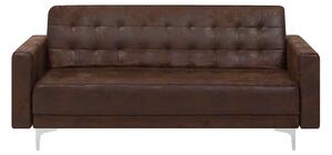 Modułowa sofa rozkładana 3-osobowa pikowana ekoskóra brązowa Aberdeen Beliani