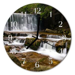 Zegar szklany okrągły Wodospady