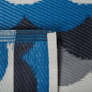 Dywan na zewnątrz wzór geomatryczny 90 x 180 cm szaro-niebieski Bellary Beliani