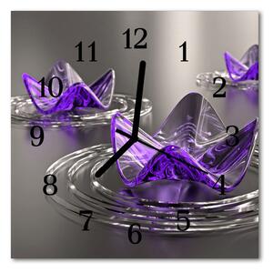 Zegar ścienny kwadrat Szklane kwiaty