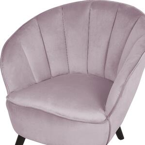 Klasyczny fotel welurowy muszelka styl glamour różowy Dala Beliani