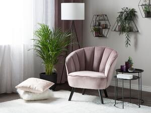 Klasyczny fotel welurowy muszelka styl glamour różowy Dala Beliani