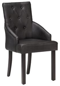 Krzesła stołowe, 6 szt., czarne, naturalna kozia skóra