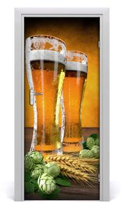 Naklejka na drzwi samoprzylepna Dwie szklanki piwa