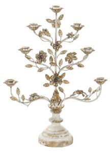 Emaga Świecznik okrągły z podstawą DKD Home Decor Beżowy Metal Drewno Kvety (62 x 21 x 82 cm)