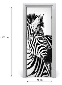 Naklejka samoprzylepna na drzwi Zebra w śniegu