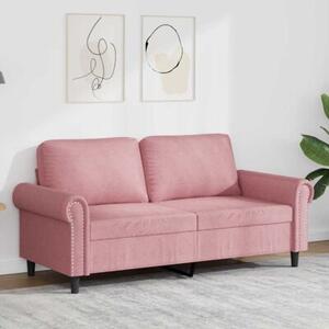 Sofa 2-osobowa, rÃ³Å¼owy, 140 cm, tapicerowana aksamitem