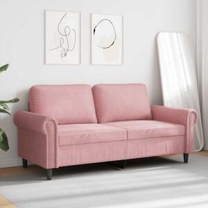 Sofa 2-osobowa, rÃ³Å¼owy, 140 cm, tapicerowana aksamitem