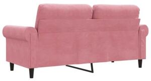 Sofa 2-osobowa, rÃ³Å¼owy, 140 cm, tapicerowana aksamitem