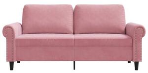 Sofa 2-osobowa, rÃ³Å¼owy, 140 cm, tapicerowana aksamitem