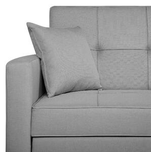 Sofa 3-osobowa rozkładana jasnoszara tapicerowana pikowana z poduszkami Glomma Beliani