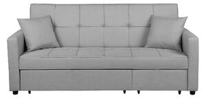 Sofa 3-osobowa rozkładana jasnoszara tapicerowana pikowana z poduszkami Glomma Beliani