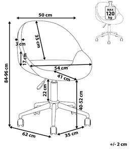 Krzesło biurowe welurowe obrotowe na kółkach regulowana wysokość szare Selma Beliani