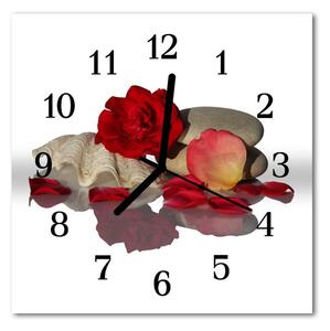 Zegar szklany kwadratowy Róża muszla