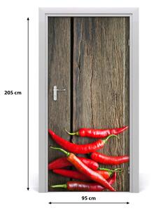 Naklejka na drzwi samoprzylepna Papryczki chilli