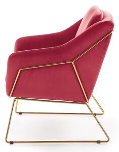 Elegancki fotel tapicerowany Bordo Złota podstawa RINORRA