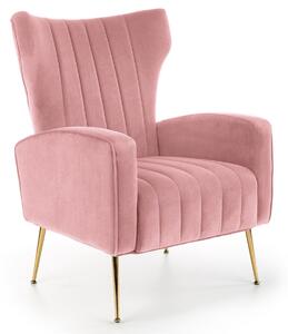 Pikowany fotel na złotych nogach Różowy SANDRO