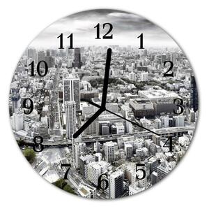Zegar szklany okrągły Miasto