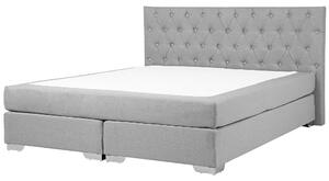 Łóżko kontynentalne szare z materacem pikowany zagłówek 160 x 200 cm Duchess Beliani