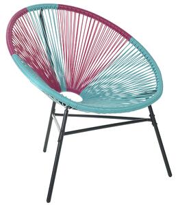 Krzesło z technorattanu typu spaghetti fotel różowo-niebieski Acapulco Beliani