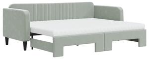 Sofa rozsuwana z materacami, jasnoszara, 80x200 cm, aksamit