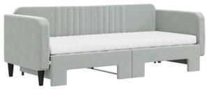 Sofa rozsuwana z materacami, jasnoszara, 80x200 cm, aksamit