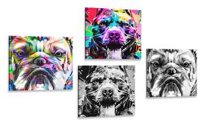 Zestaw obrazów psy w stylu pop art