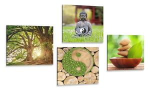 Zestaw obrazów Feng Shui w zielonej wersji