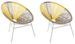 Zestaw 2 krzeseł z technorattanu typu spaghetti fotele beżowo-żółty Acapulco Beliani