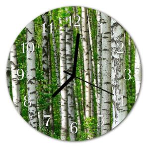 Zegar szklany okrągły Brzoza drzewo