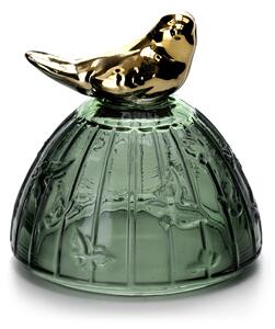 Szklany Organizer na biżuterię Pojemnik w stylu glamour Zielony z Ptakiem LADYBIRD