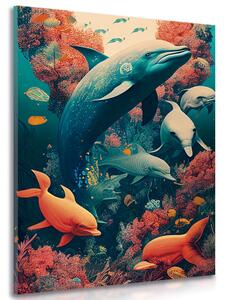 Obraz surrealistyczne delfiny