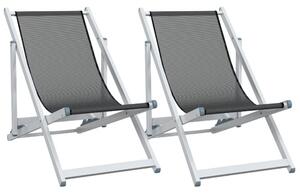 Składane krzesła plażowe, 2 szt., szare, aluminium i textilene