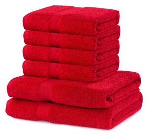 DecoKing - Ręcznik Bawełniany Czerwony MARINA GŁADKI-2*70x140+ 4*50x100