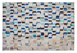 Dywan patchwork skórzany beżowo-niebieski 140 x 200 cm ręcznie wykonany Gidirli Beliani