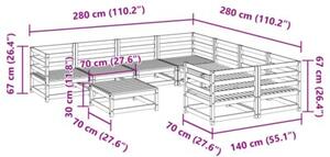 Zestaw Mebli Ogrodowych Komplet Wypoczynkowy 9-Częściowy Drewno Na Taras Balkon Ogród
