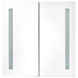 Szafka łazienkowa z lustrem, LED, szara z połyskiem 62x14x60 cm