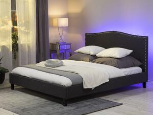Łóżko ze stelażem 160 x 200 cm tapicerowane kolorowy LED szare Montpellier Beliani