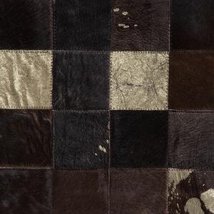 Dywan skórzany patchwork niskie włosie ozdoba salonu 200x300 cm brązowy Bandirma Beliani