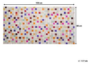 Dywan skórzany wzór patchwork 80 x 150 cm ręcznie robiony kolorowy Advan Beliani