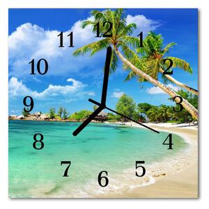 Zegar ścienny kwadrat Plażowe palmy