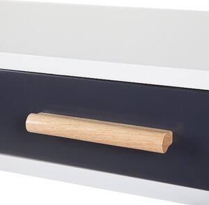 Retro biurko na drewnianych nogach 120 x 45 cm biało-czarne z szufladami Frisco Beliani